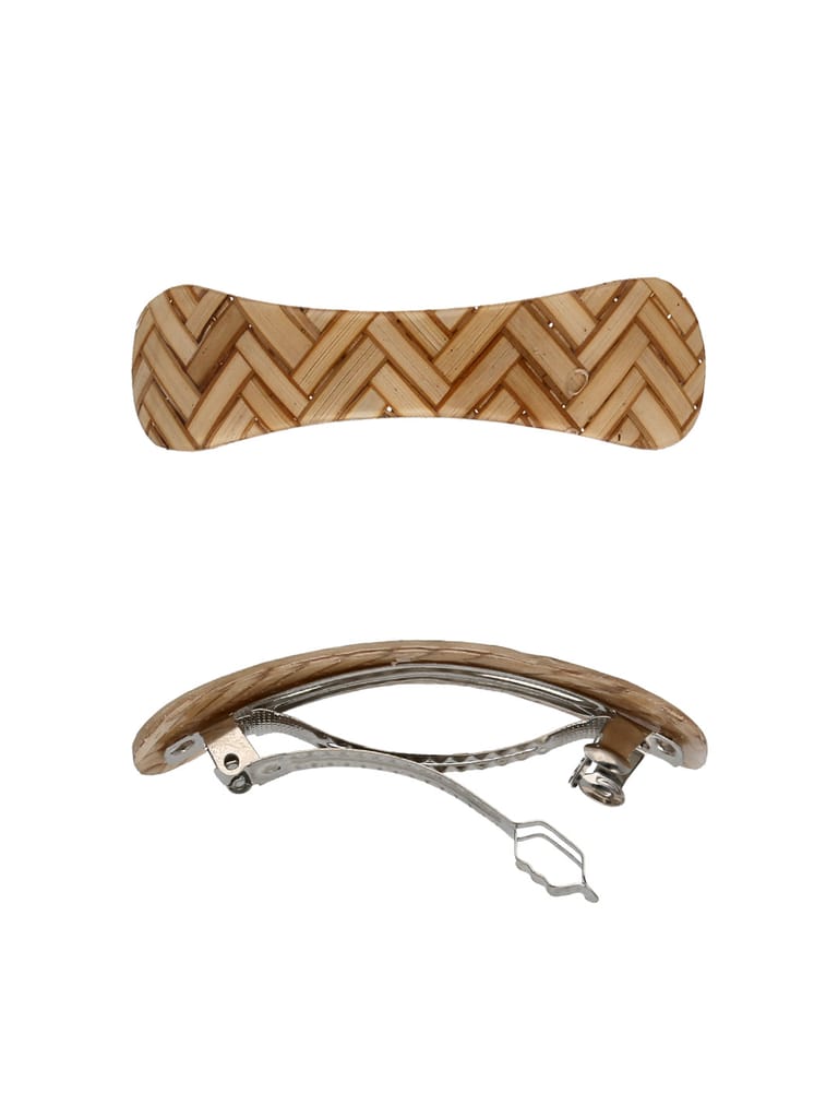 Printed Hair Clip in Brown color and Rhodium finish - NIH53