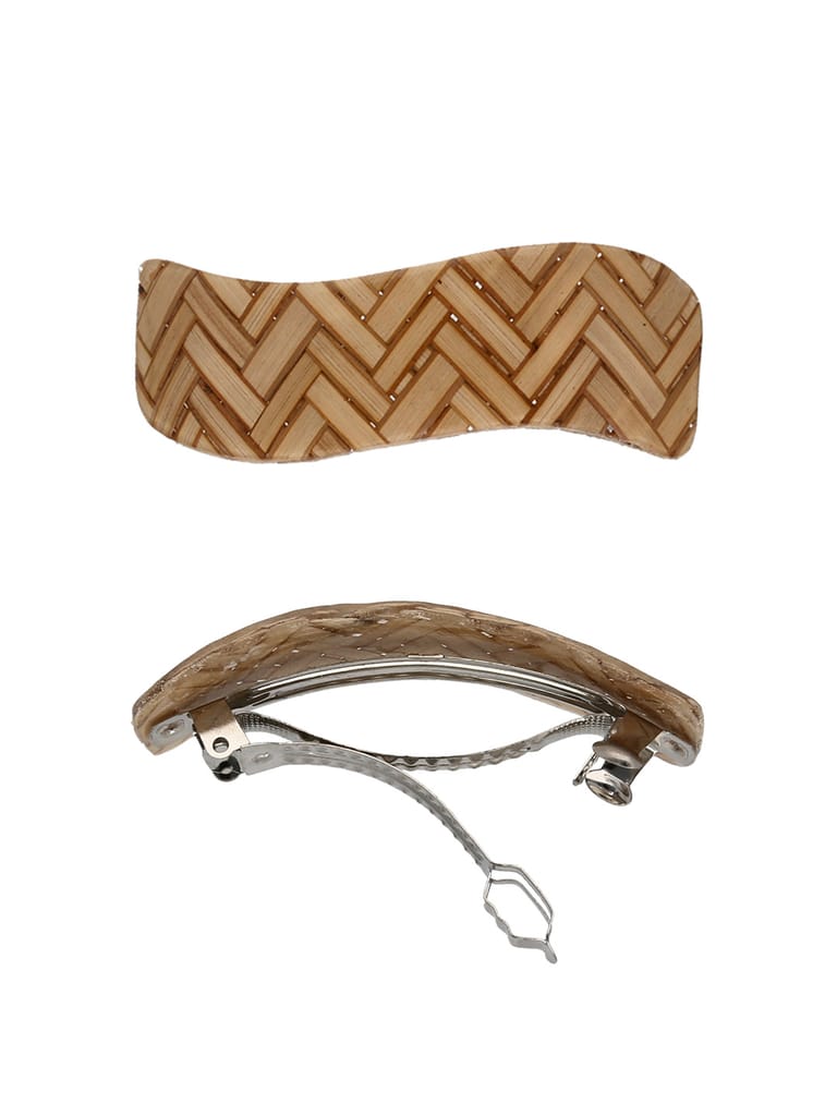 Printed Hair Clip in Brown color and Rhodium finish - NIH55