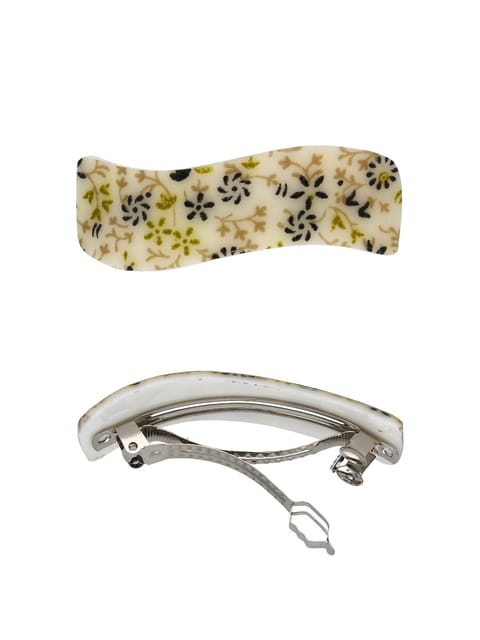 Printed Hair Clip in Assorted color and Rhodium finish - NIH5006
