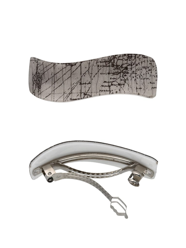 Printed Hair Clip in Grey color and Rhodium finish - NIH5056