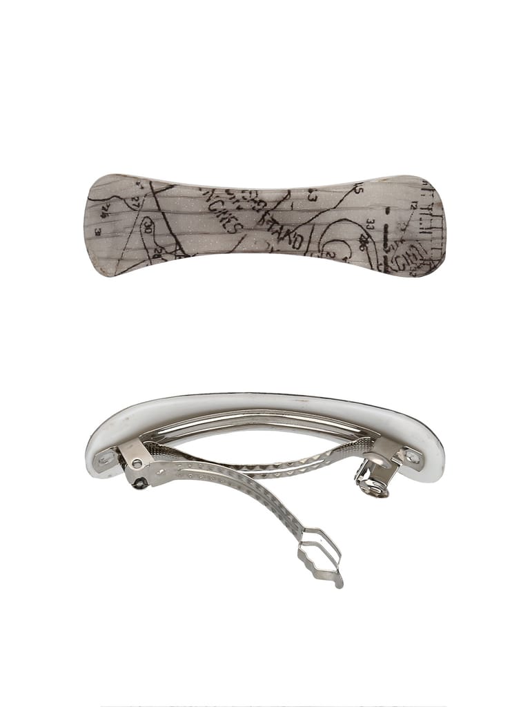 Printed Hair Clip in Grey color and Rhodium finish - NIH5054
