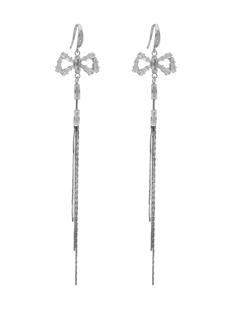 Western Long Earrings in Rhodium finish - CNB16717
