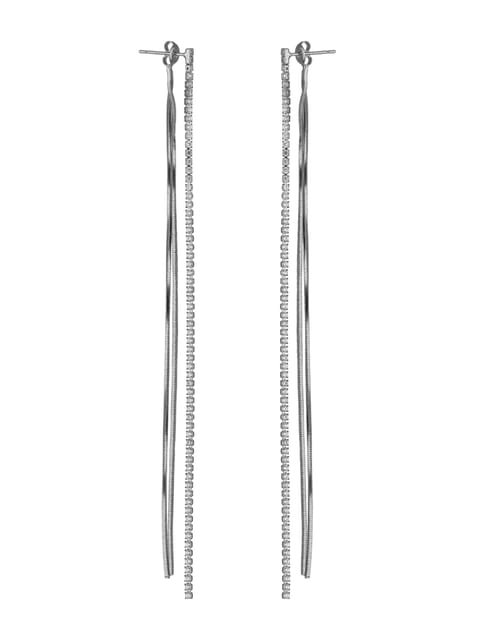 Western Long Earrings in Rhodium finish - CNB16734