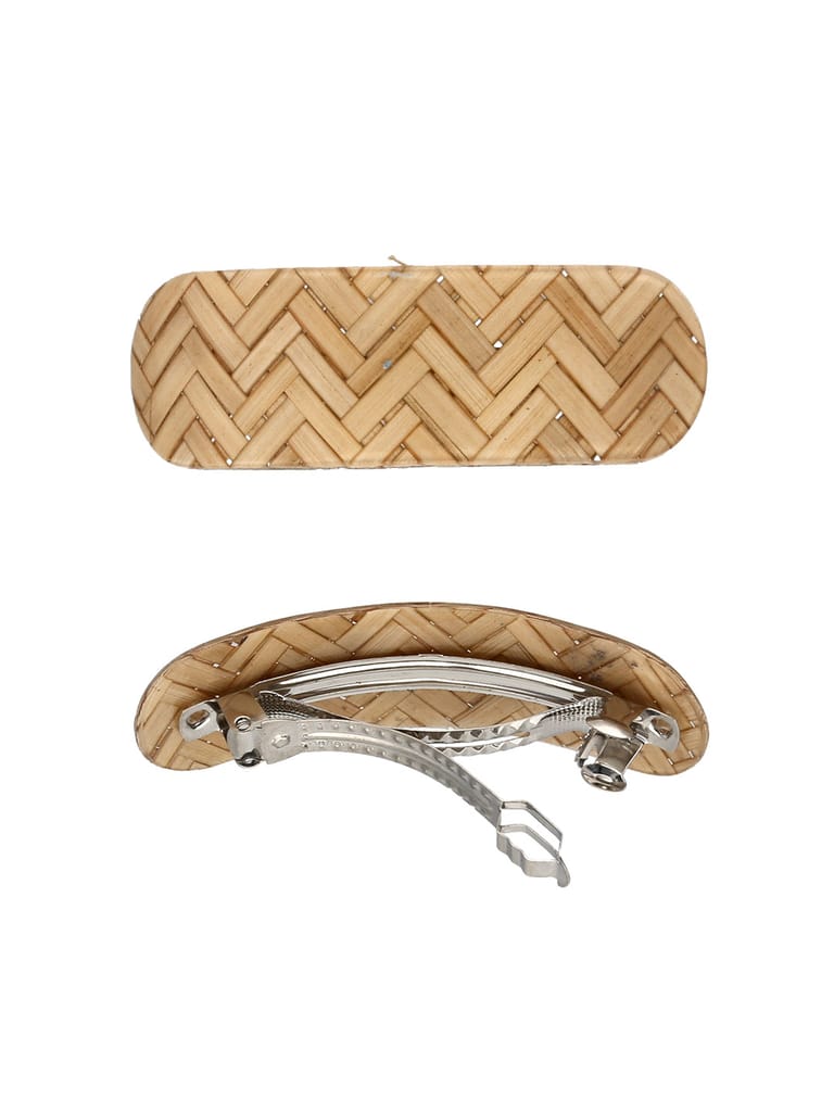 Printed Hair Clip in Brown color and Rhodium finish - NIH51