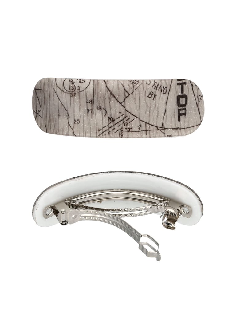 Printed Hair Clip in Grey color and Rhodium finish - NIH5052