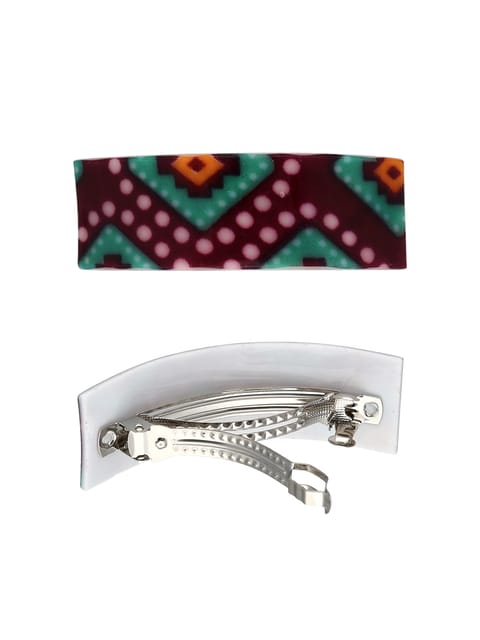 Printed Hair Clip in Assorted color and Rhodium finish - NIH7051