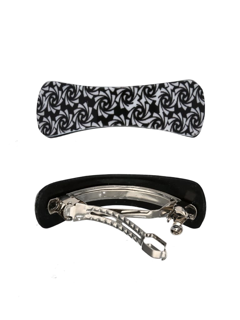 Printed Hair Clip in Black color and Rhodium finish - KIN12