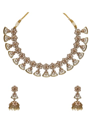 Reverse AD Necklace Set in Mehendi finish - OMK156L