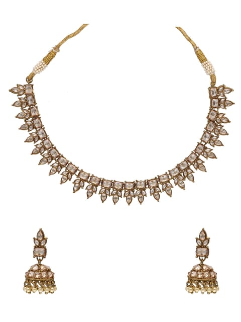 Reverse AD Necklace Set in Mehendi finish - OMK159L