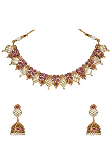 Reverse AD Necklace Set in Gold finish - PEAN819A