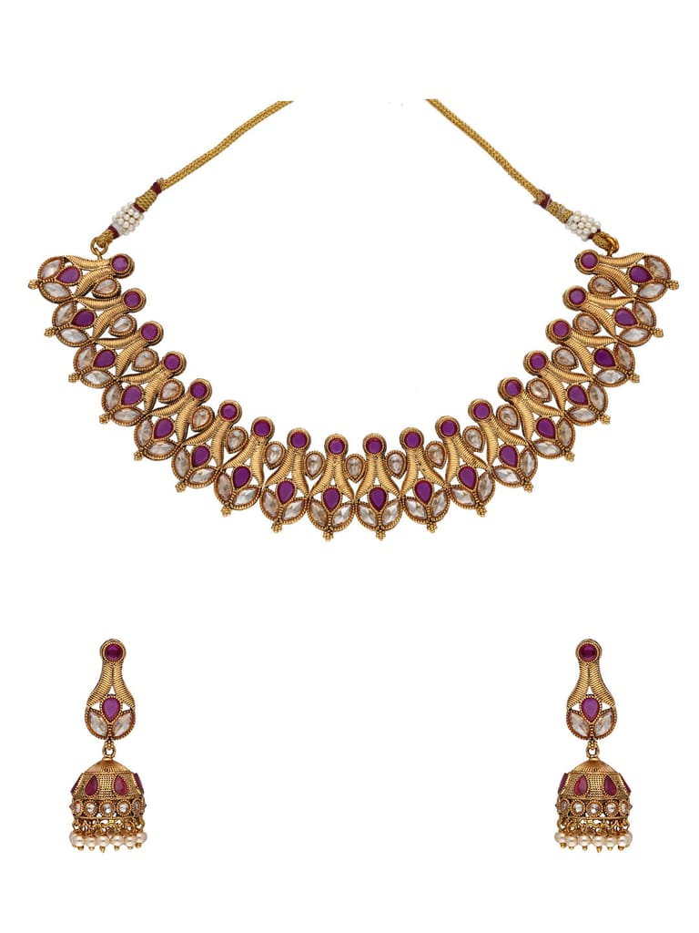 Reverse AD Necklace Set in Gold finish - PEAN853A