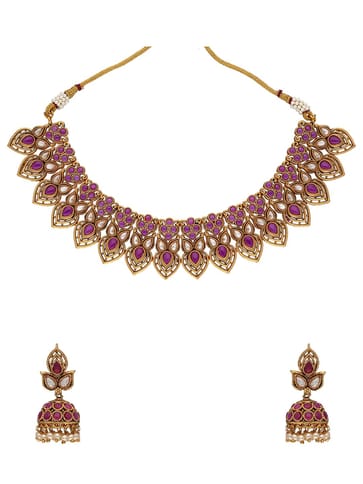 Reverse AD Necklace Set in Gold finish - PEAN878A