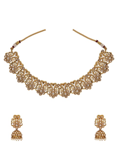 Reverse AD Necklace Set in Gold finish - PEAN862LC