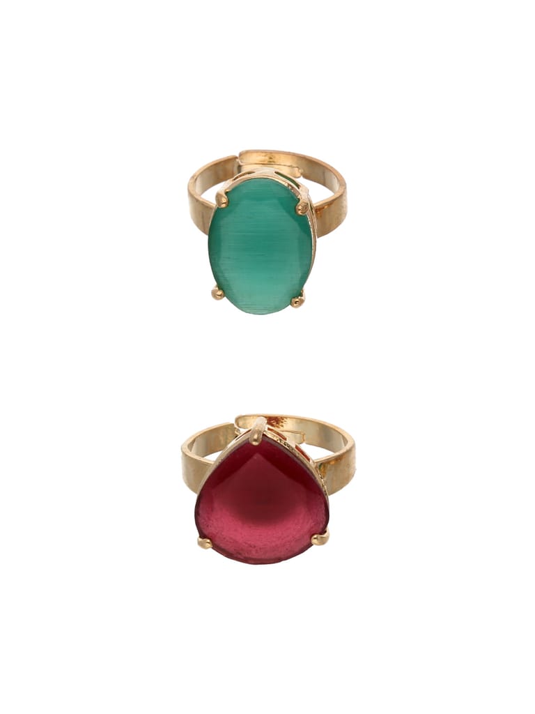 AD / CZ Finger Ring in Assorted color and Gold finish - PPP603E