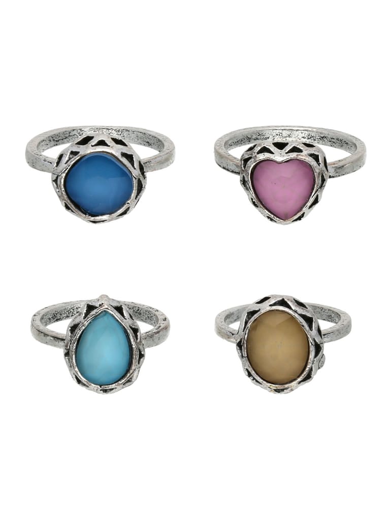 Finger Ring in Assorted color and Oxidised Silver finish - CNB17067