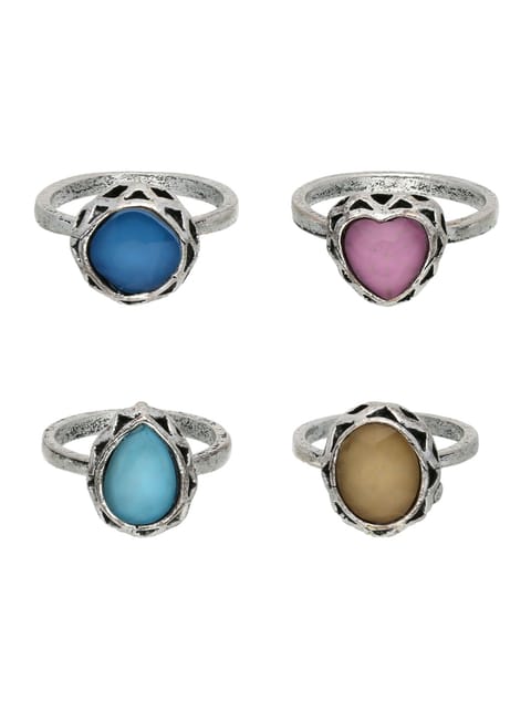 Finger Ring in Assorted color and Oxidised Silver finish - CNB17067