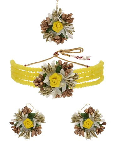Floral Choker Necklace Set in Gold finish - KYR41
