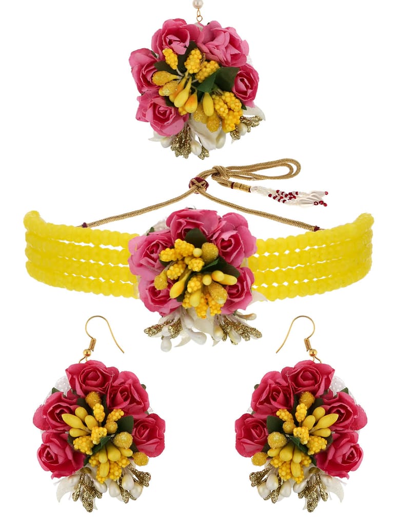 Floral Choker Necklace Set in Gold finish - KYR51