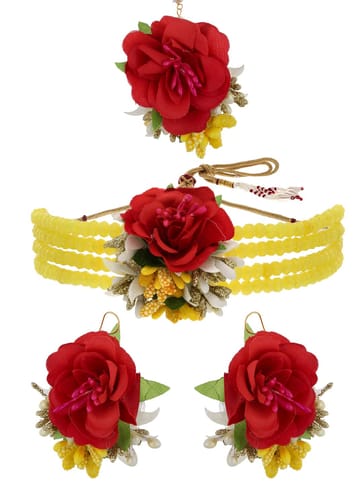 Floral Choker Necklace Set in Gold finish - KYR67