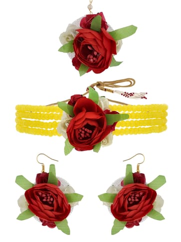 Floral Choker Necklace Set in Gold finish - KYR75