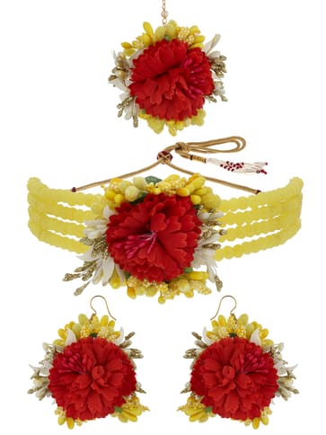 Floral Choker Necklace Set in Gold finish - KYR79