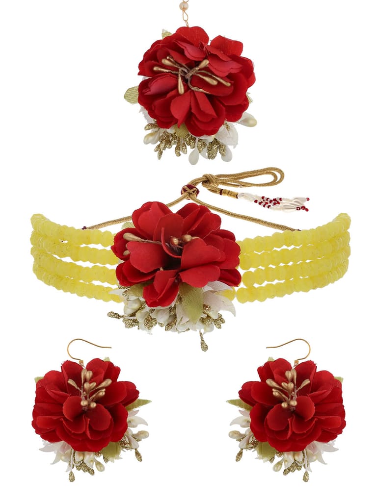 Floral Choker Necklace Set in Gold finish - KYR83