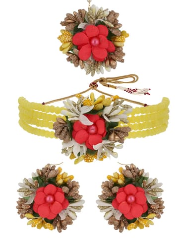 Floral Choker Necklace Set in Gold finish - KYR91