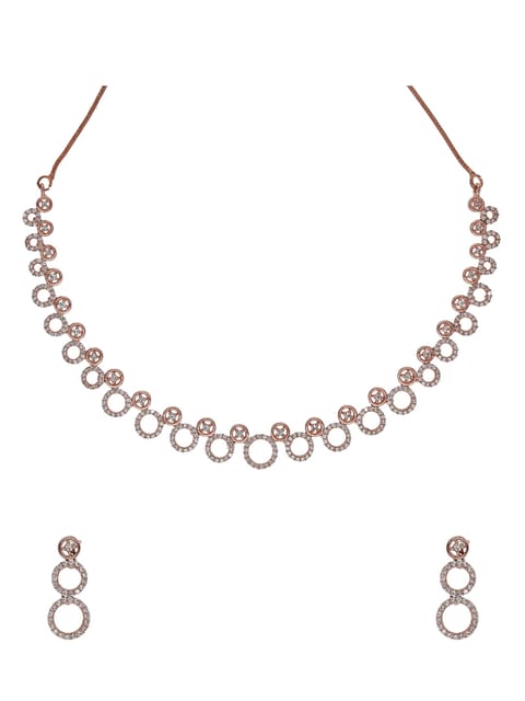 AD / CZ Necklace Set in Rose Gold finish - RRM7002RG
