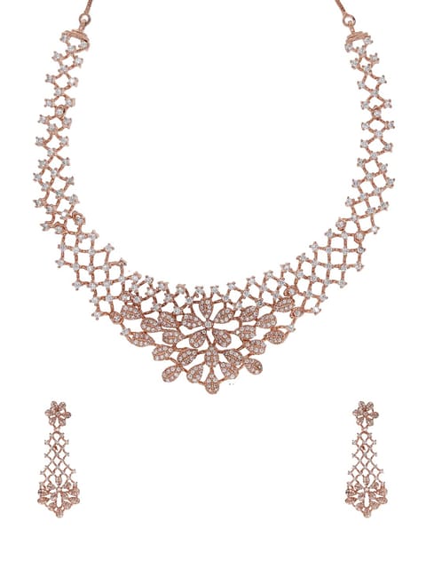 AD / CZ Necklace Set in Rose Gold finish - RRM7106RG