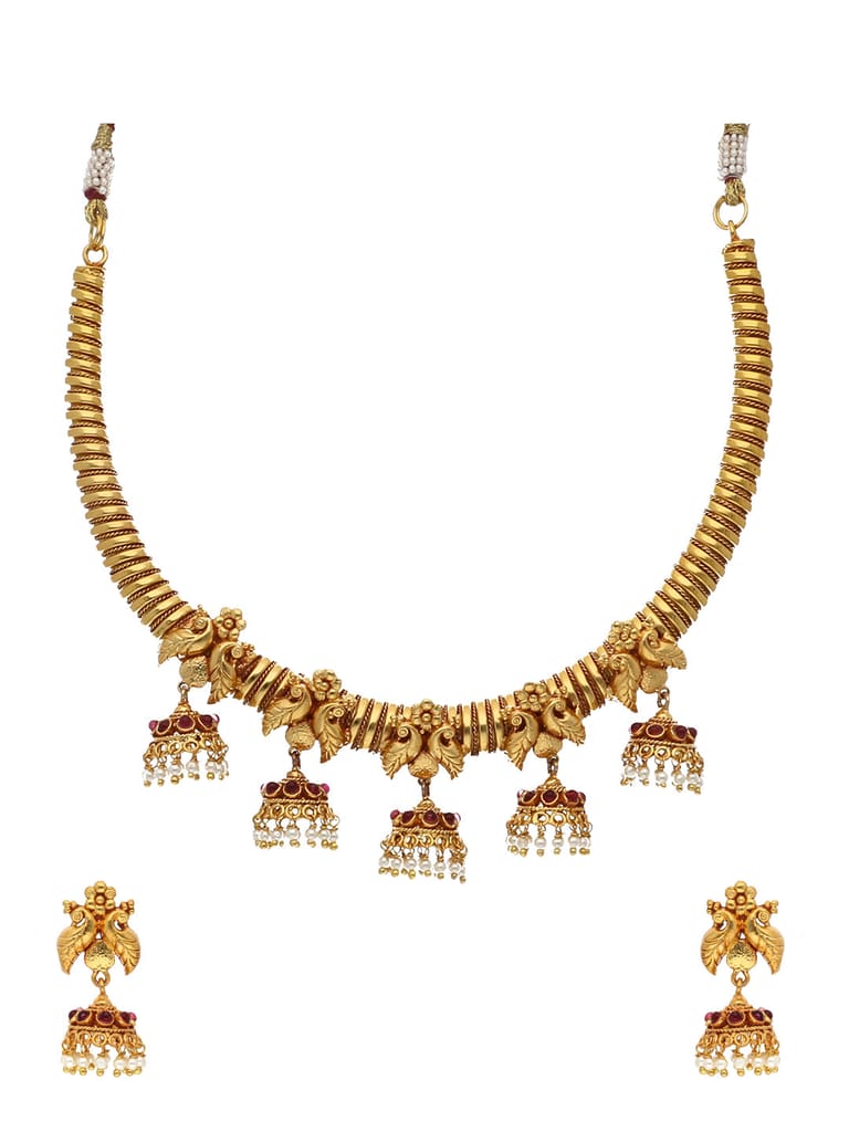 Antique Necklace Set in High Gold finish - JGN122