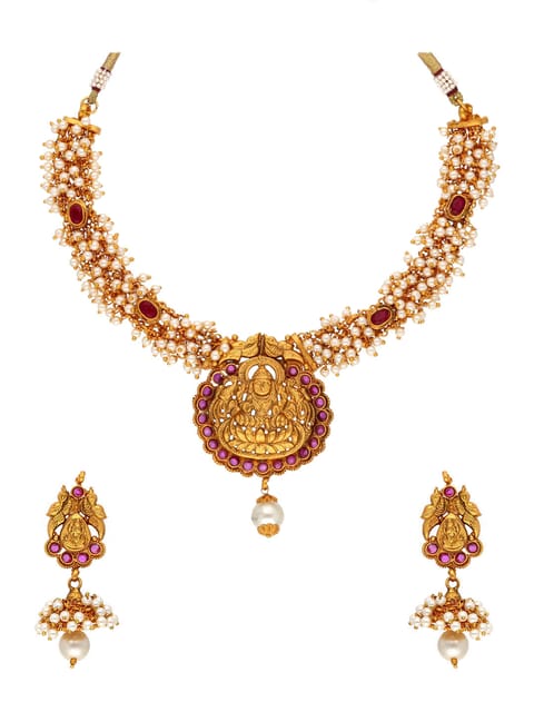 Temple Necklace Set in High Gold finish - JGN135