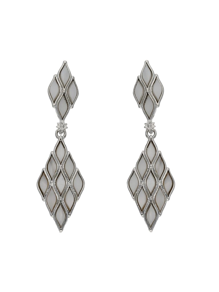 Western Earrings in Rhodium finish with MOP - BHAP04