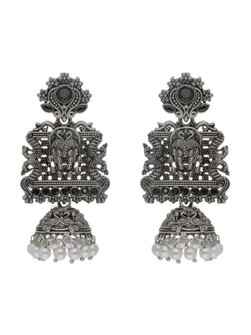 Jhumka Earrings in Oxidised Silver finish - KHU12219