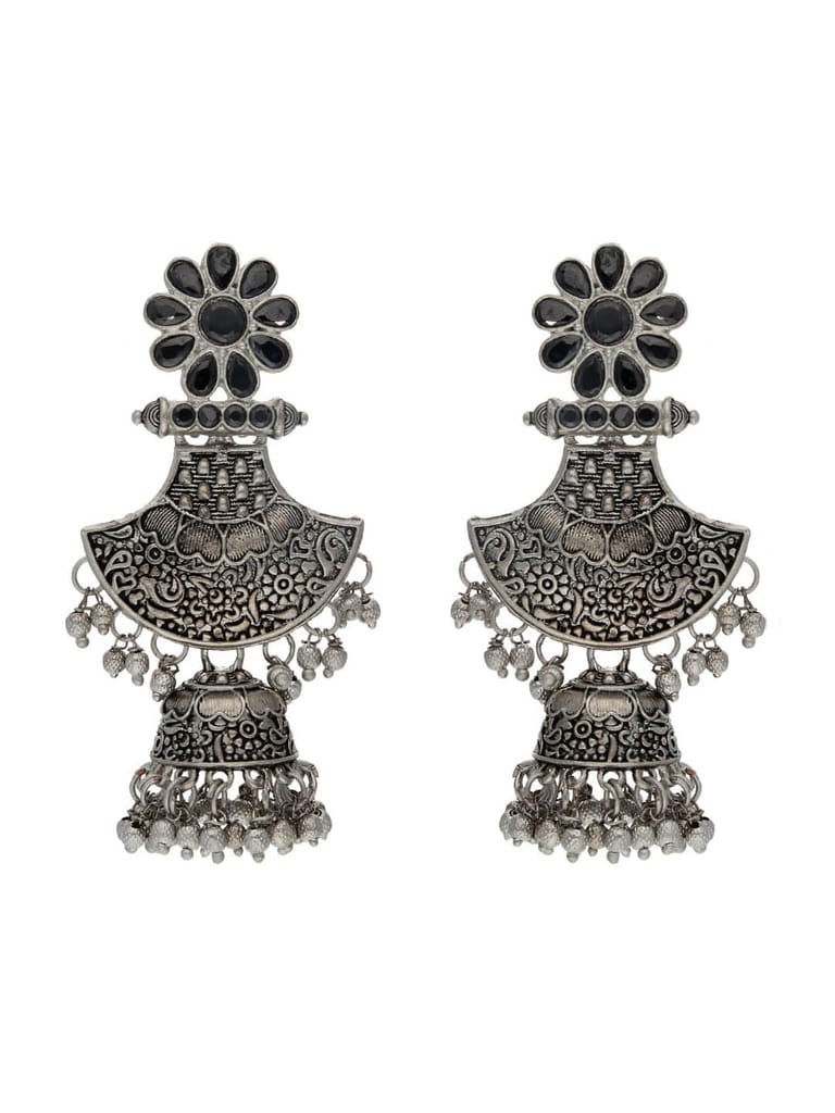 Jhumka Earrings in Oxidised Silver finish - KHU21006
