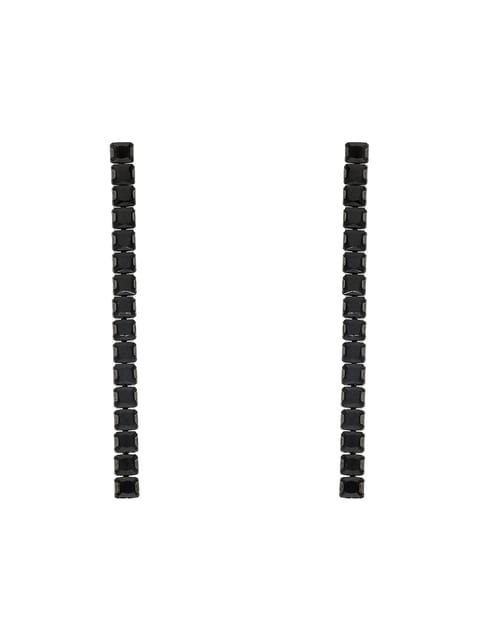 Western Long Earrings in Black color - JJIR8BM