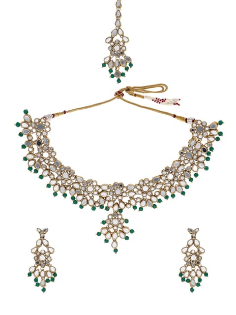 Mirror Necklace Set in Gold finish - LAKMO561