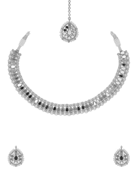 Mirror Necklace Set in Rhodium finish - OMKM266