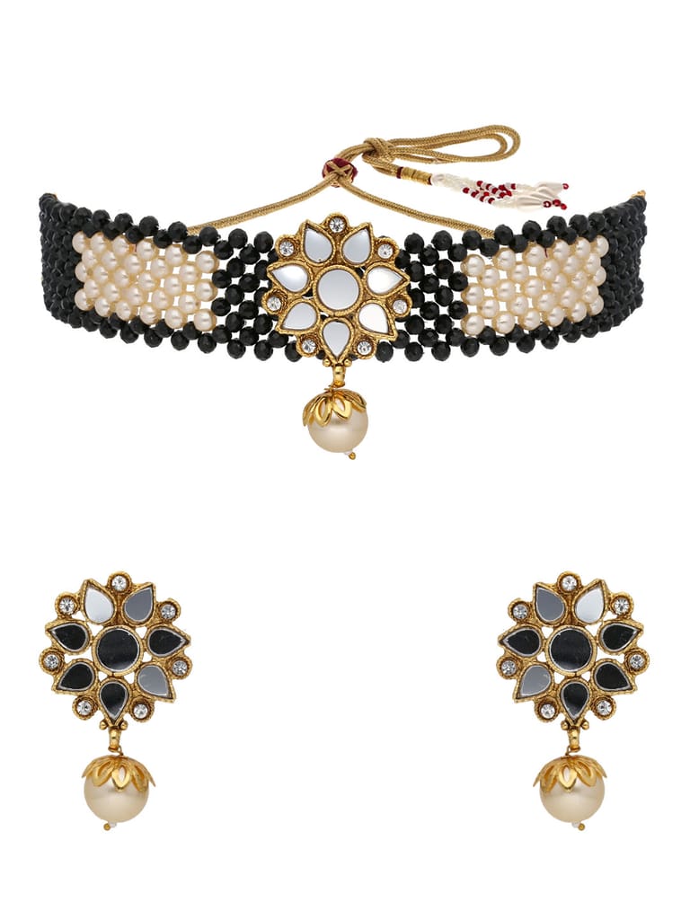 Mirror Choker Necklace Set in Gold finish - PRTH2560