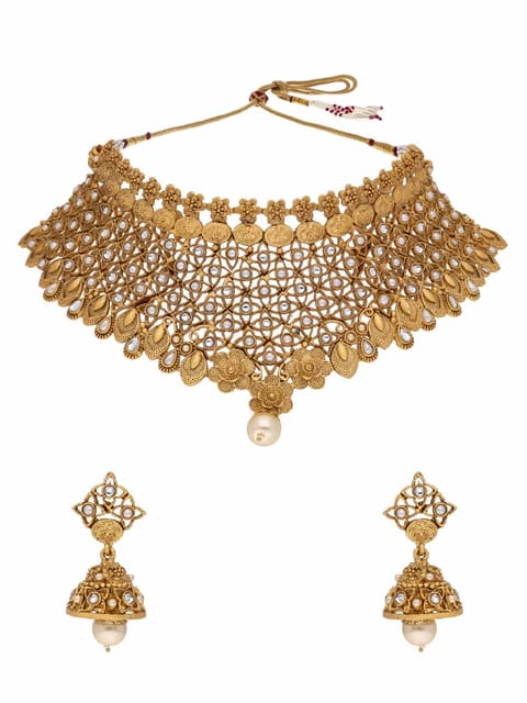 Antique Necklace Set in Rajwadi finish - CPP9031