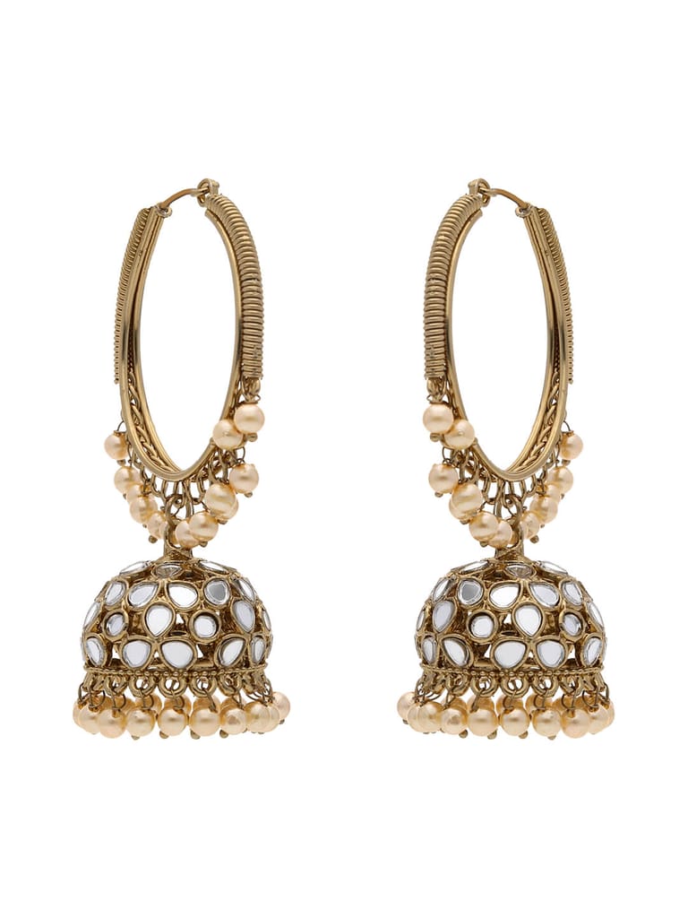 Mirror Jhumka Earrings in Assorted color - BHAEB31