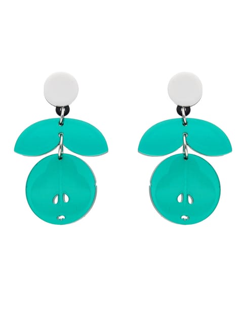 Western Earrings in Green color and Rhodium finish - CNB16310