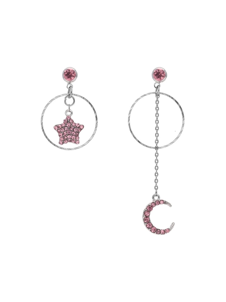 Western Earrings in Pink color and Rhodium finish - CNB19382