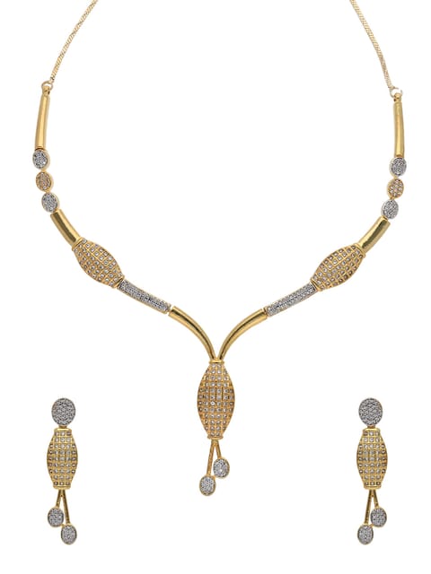 AD / CZ Necklace Set in Two Tone finish - RRM120132T