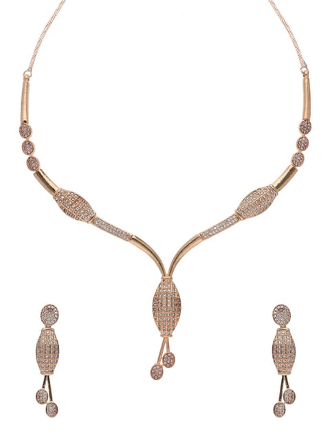AD / CZ Necklace Set in Rose Gold finish - RRM12013RG