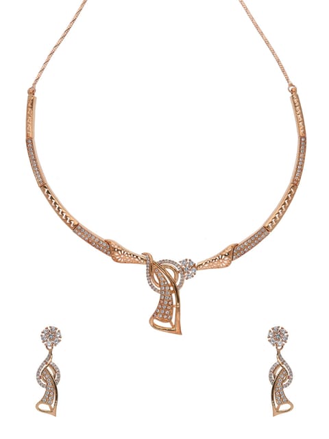 AD / CZ Necklace Set in Rose Gold finish - RRM12011RG