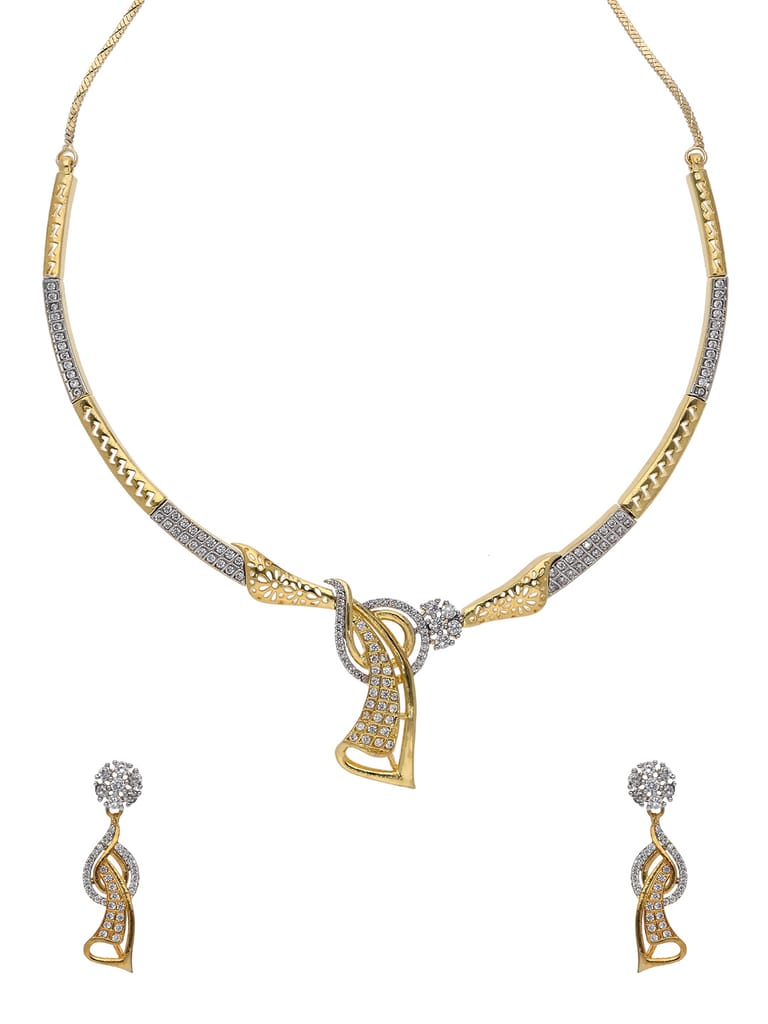 AD / CZ Necklace Set in Two Tone finish - RRM120112T