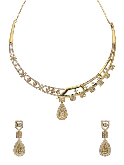 AD / CZ Necklace Set in Gold finish - RRM12012GO
