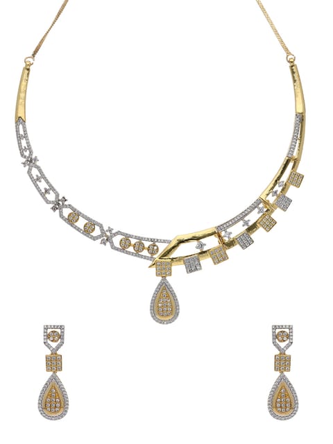 AD / CZ Necklace Set in Two Tone finish - RRM120122T