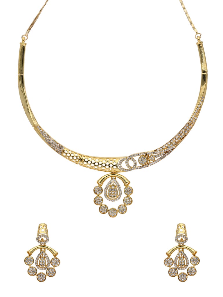 AD / CZ Necklace Set in Gold finish - RRM12010GO