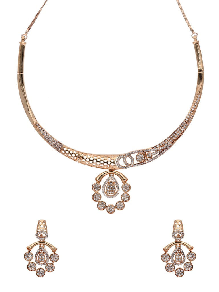AD / CZ Necklace Set in Rose Gold finish - RRM12010RG